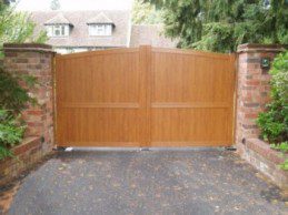 PVC Swing Gate Golden Oak Driveway 350w